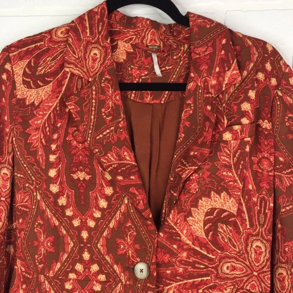 Free People Abigail Blazer Jacket Paisley Boho XS - Picture 3 of 11